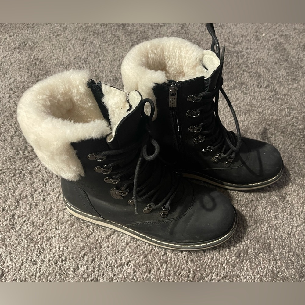 Women's Black Winter Boots with Faux Fur Lining
